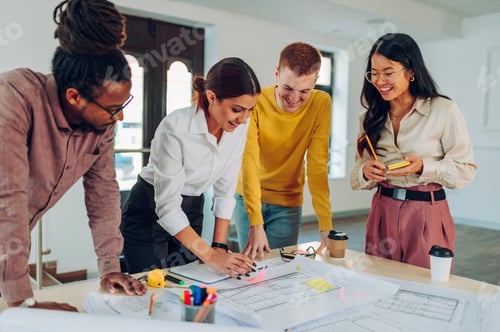 Preview: Multiracial team of engineers or architects having a meeting in an office