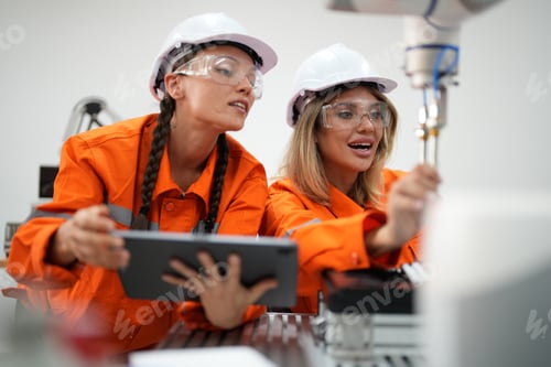 Preview: Engineering technology and smart factory concept with AI automation system by using robots automated