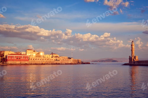 Preview: Picturesque old port of Chania, Crete island. Greece