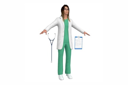 Preview: Female Doctor Character with Stethoscope and Clipboard