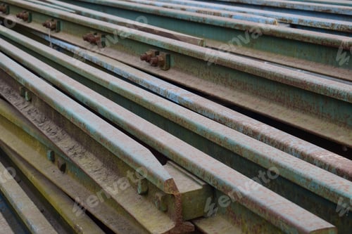 Preview: Closeup shot of old rusty railway scraps