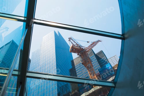 Preview: Building being constructed, low angle view, New York, USA