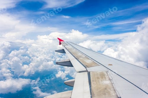 Preview: View from airplane window to see sky on evening time