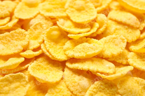 Preview: Tasty crispy corn flakes as background, closeup