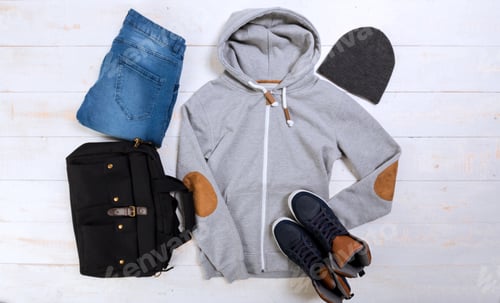 Preview: Overhead view of woman's casual outfits