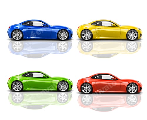 Preview: Collection of Multicolored 3D Modern Cars