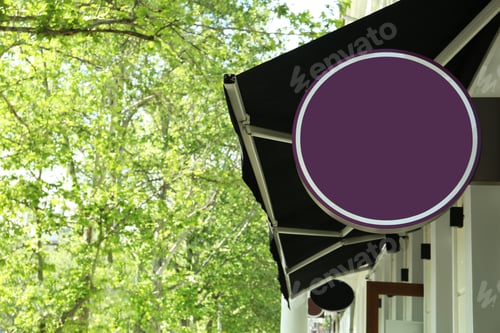 Preview: Blank lightbox signage on building wall outdoors. Advertising board design