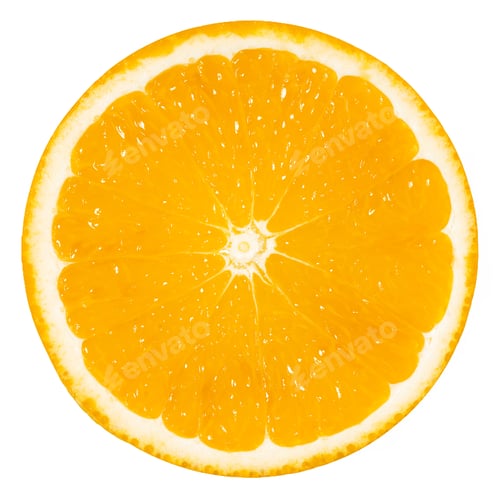Preview: Fresh orange slice isolated on white background. One piece of bright citrus fruit