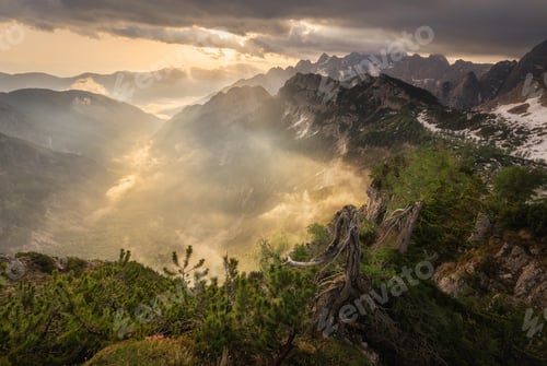 Preview: Mystic sunrise in the mountains of Julian Alps