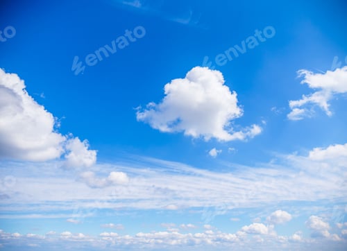 Preview: Beautiful sky featuring an array of white, fluffy clouds amidst a bright blue backdrop