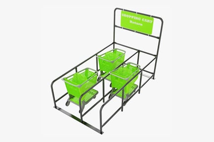 Preview: Lime Green Plastic Shopping Cart Return Station
