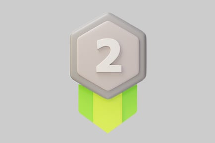 Aperçu: Badge hexagonal avec numéro deux et ruban