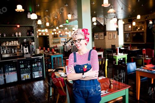 Preview: Quirky woman in bar and restaurant, Bournemouth, England