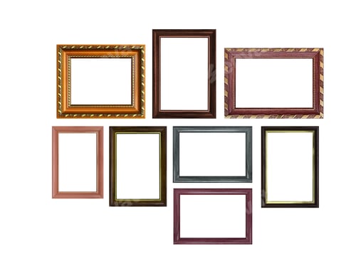 Preview: Set of empty picture frames with free space inside, isolated on white