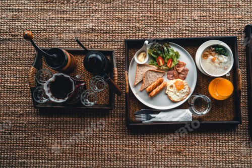 Preview: Breakfast in a tray at the hotel,my breakfast