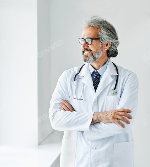 Preview: senior elderly gray hair active doctor hospital medical medicine health care clinic office portrait