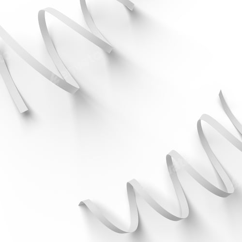 Visualização: Fita serpentina de papel branco isolada em branco. Ilustração de renderização 3D.