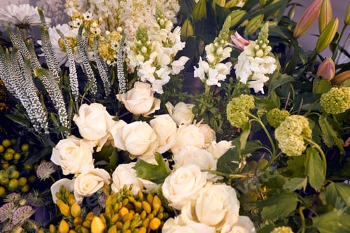 Preview: Close Up Of Colourful Bunches Of Flowers In Florists Shop Display