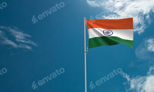Preview: Republic india orange white green yellow color flag blue sky background copy space national country