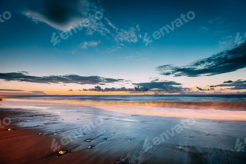 Preview: Fresh Sea Ocean Waves Washing Coast At Sunny Summer Evening