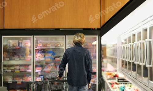 Preview: Man Choosing Frozen Food From A Supermarket Freezer