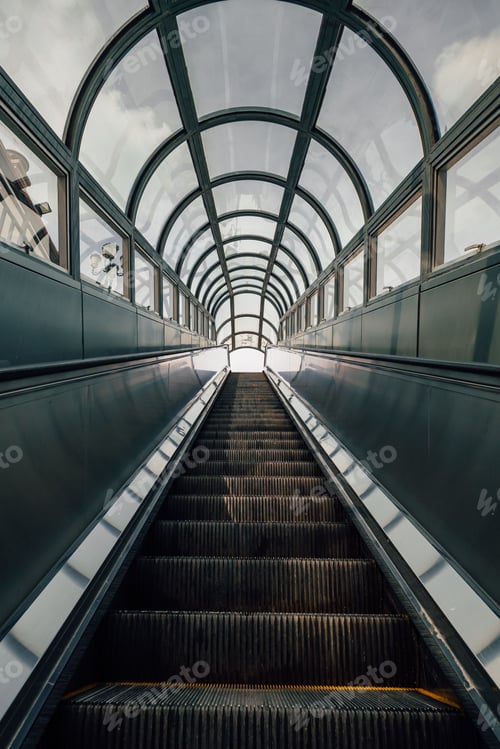 Preview: Escalator under a large glass roof
