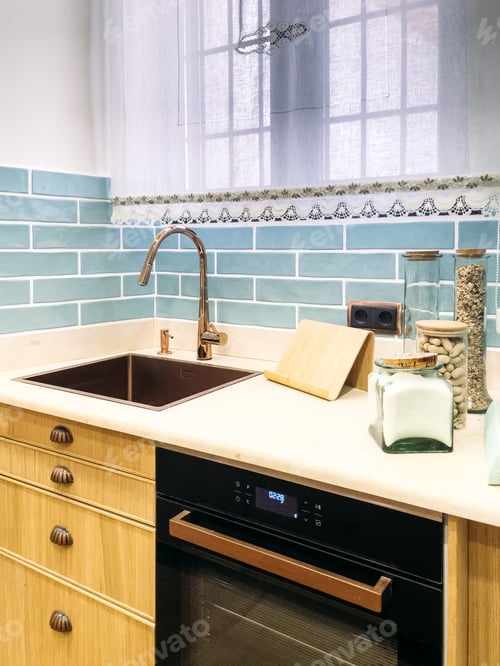 Preview: Glass jars with ingredients on kitchen counter