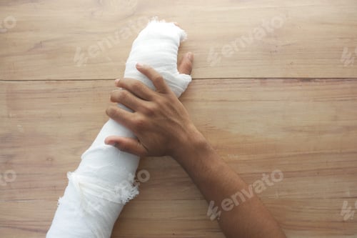 Preview: injured painful hand with bandage
