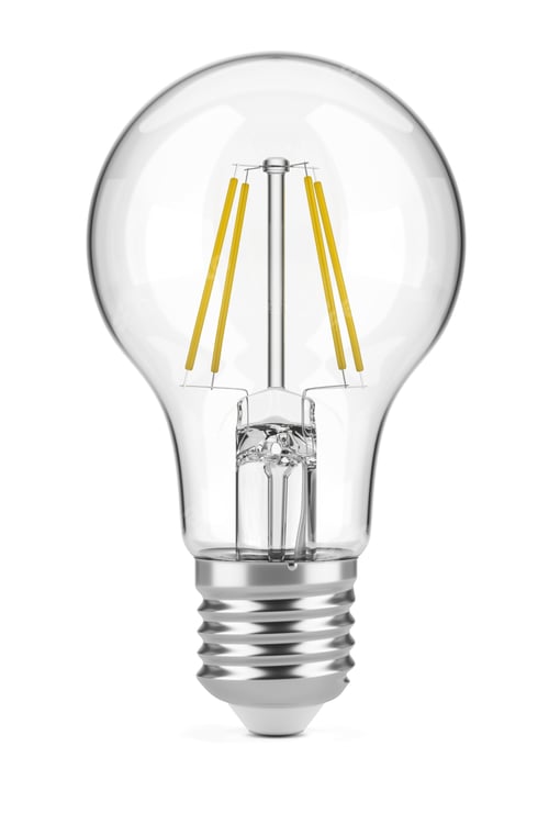 Preview: LED filament bulb isolated on white. 3D rendering illustration.