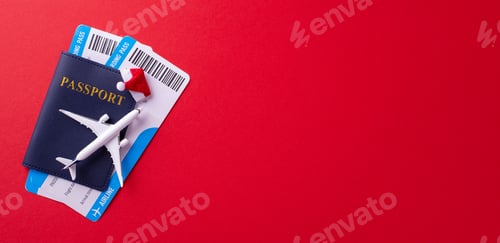 Vista previa: Travel essentials including a passport, boarding passes