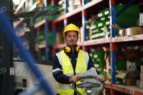 Preview: Warehouse Industrial supply chain and Logistics Companies inside. Warehouse workers checking the inv