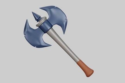 Preview: Silver-Blue Hatchet with Wooden Handle