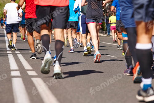 Preview: Marathon runners on the street. Healthy lifestyle. Athletes