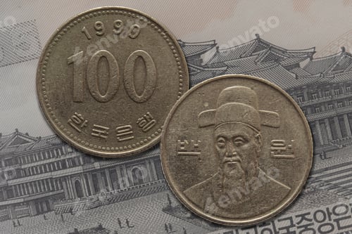Preview: Japanese Yen coin obverse and reverse. Currency of Nippon