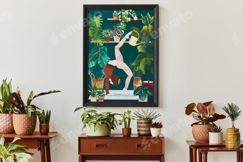 Preview: Stylish botany composition of home garden interior