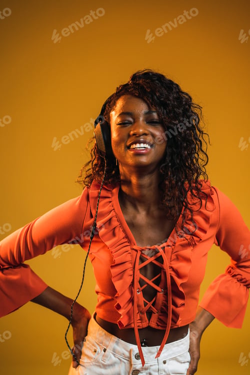 Preview: Black woman in headphones