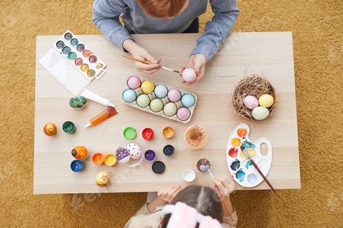 Preview: Children painting Easter eggs