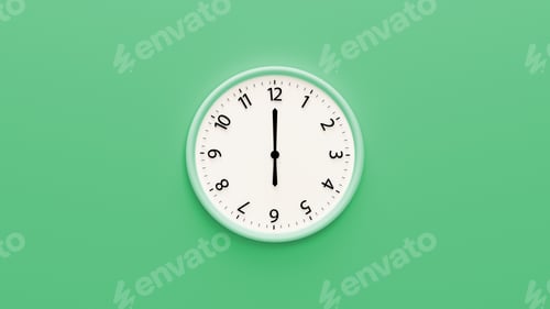 Preview: Clock face wall with time and number isolated on color background.