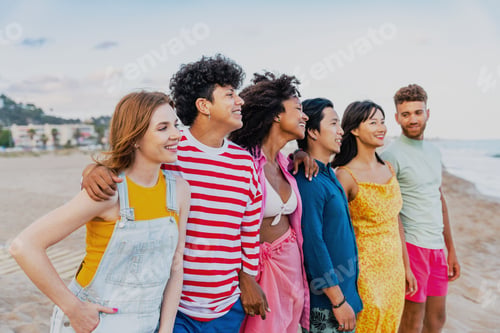Preview: Group of young best friends bonding outdoors