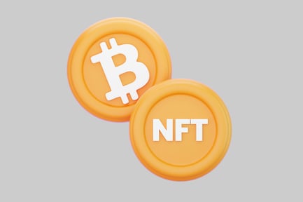 Visualização: Moedas Bitcoin com inscrições NFT