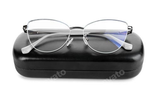 Preview: Case with stylish glasses isolated on white