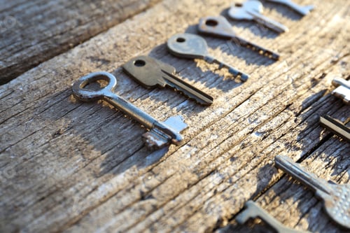 Preview: many different keys on vintage background