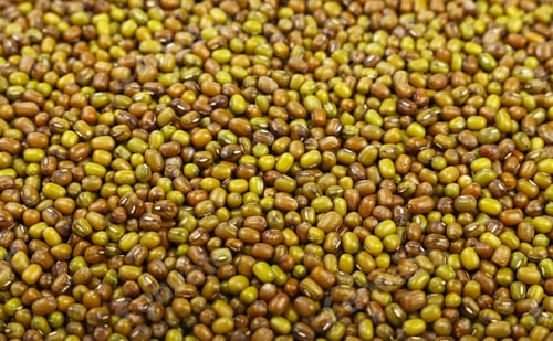 Preview: Green mung beans close up background