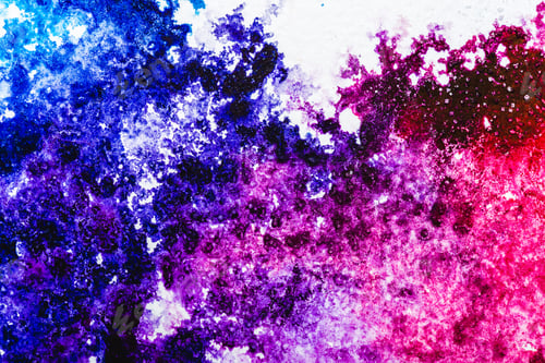 Preview: top view of blue and pink watercolor spills on white background