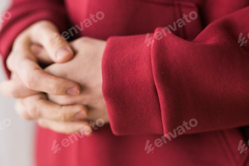 Preview: Close-up of cotton sweatshirt fabric texture clothes - design clothes tailoring and youth fashion