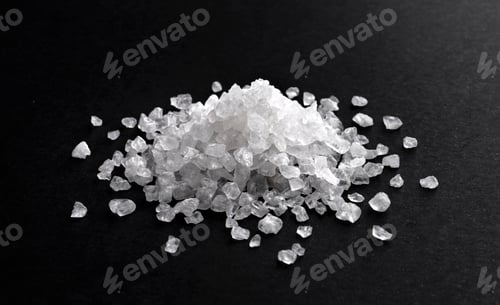 Preview: Pile of sea salt on black background