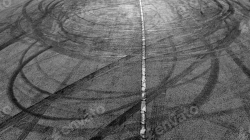 Preview: Tire mark from car skid mark, Car tire mark skid mark on asphalt road race track.