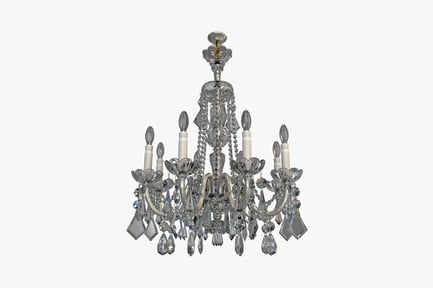 Preview: Silver six-armed crystal chandelier with faceted details