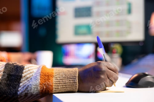 Preview: Independent contractor evaluating monetary data operating at home