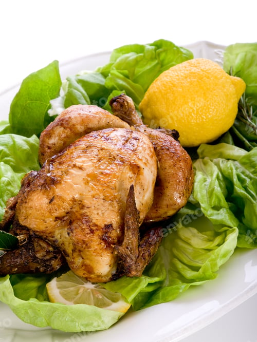 Preview: chicken with green salad -pollo arrosto e insalata